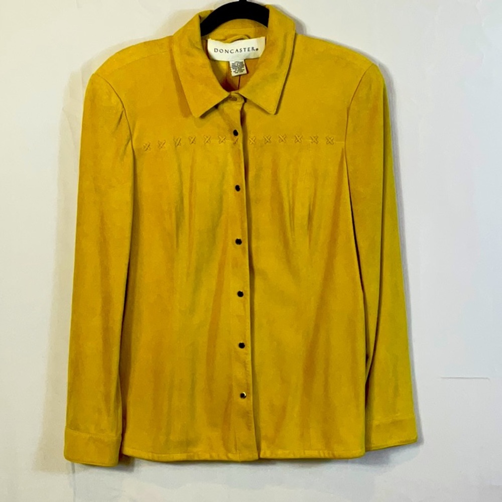 Don Caster Leather Jacket Size 10 Gold Color Snap Down Excellent Condition